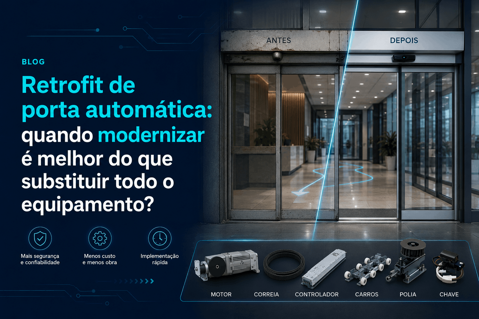 Retrofit de porta automática quando modernizar é melhor do que substituir todo o equipamento